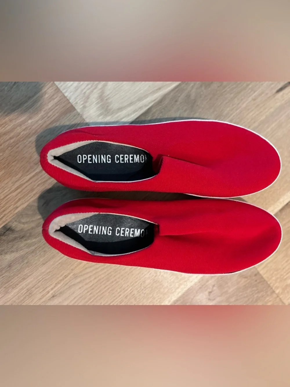 Opening Ceremony Red Slip-On Platform Sneakers